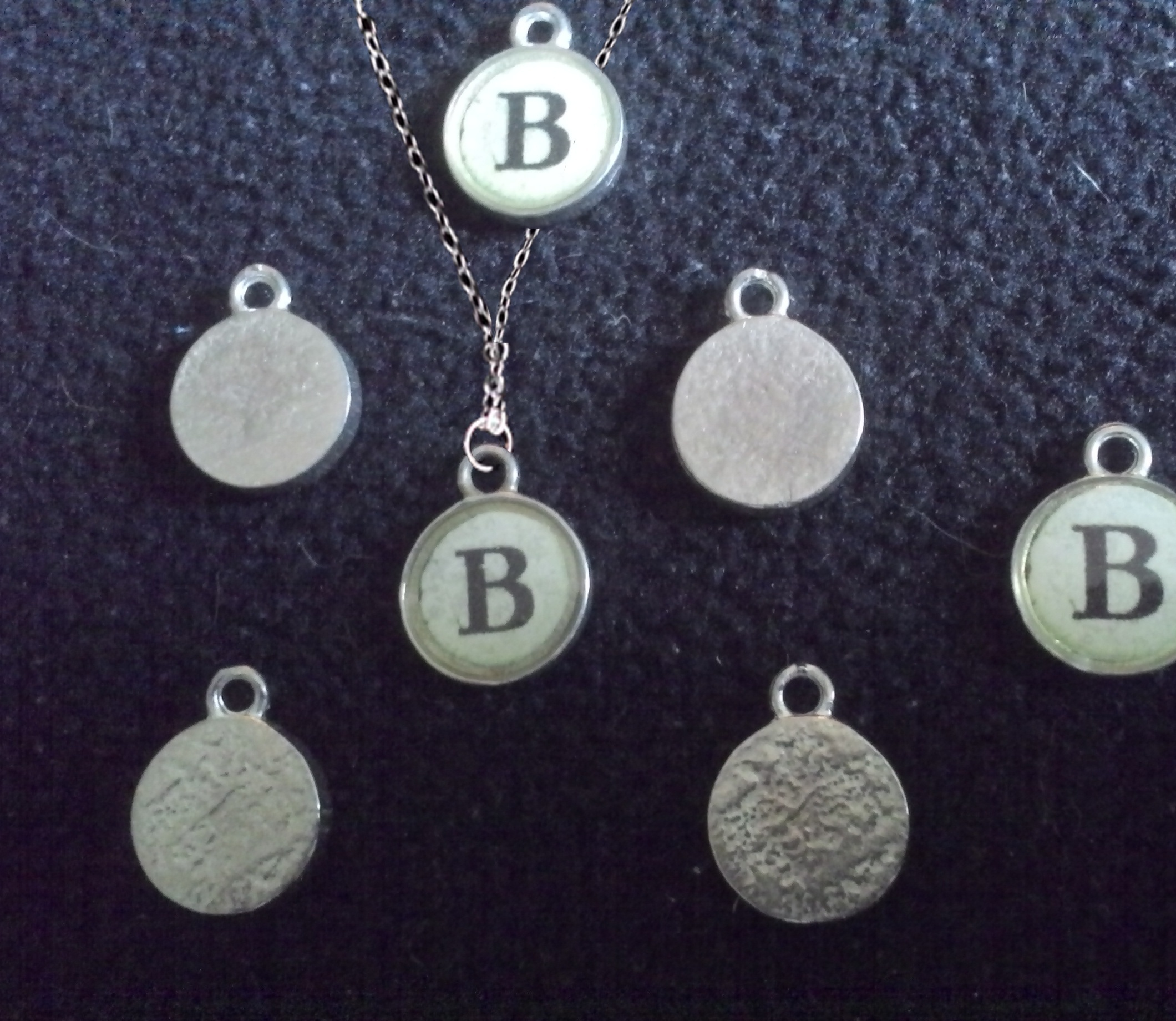 Steampunk Typewriter Key Pewter Pendant with Letter B Pendant